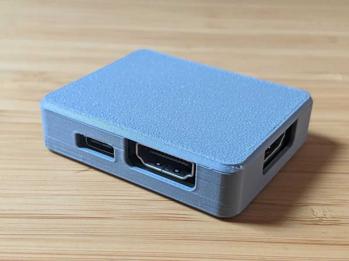 The board in its 3D-printed case
