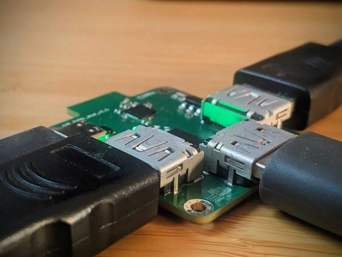 The IoT HDMI Mux running during bring-up