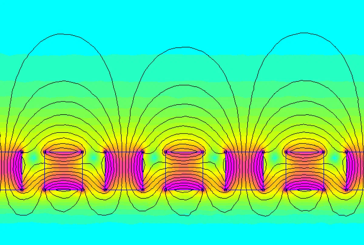 Simulated field of the Halbach magnet array