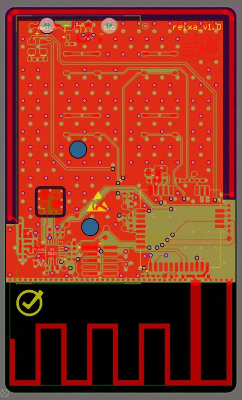 Reixa four-layer layout with printed antennas